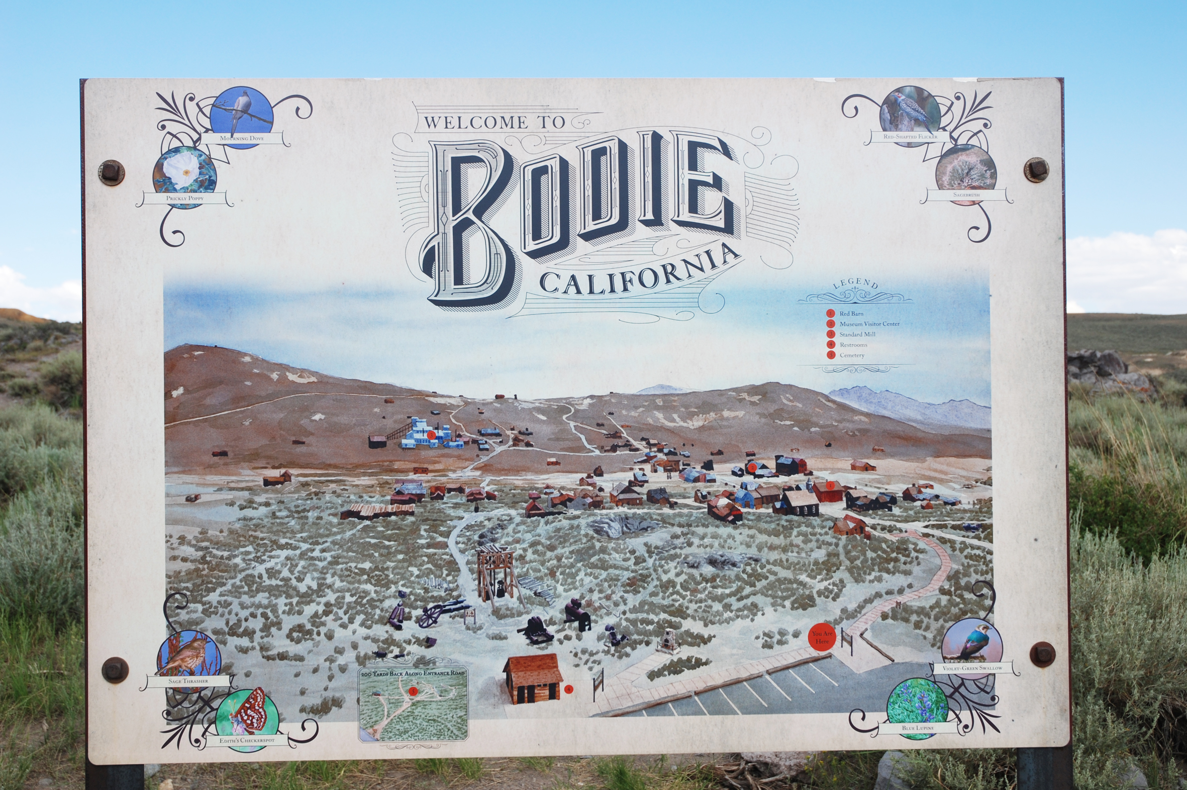 Insegna all'ingresso della ghost town di Bodie - California