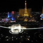 Las Vegas Strip by night dalla camera Fountain View del Bellagio
