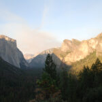 Panorama su Yosemite da Tunnel View al tramonto - California
